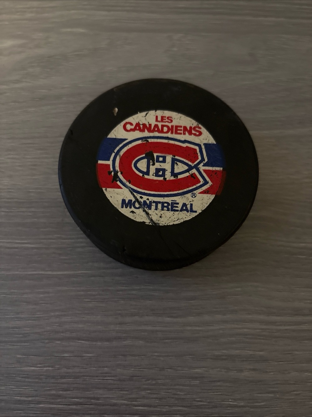 Montreal Canadiens Vintage Hockey Puck - Red, White & Blue Logo